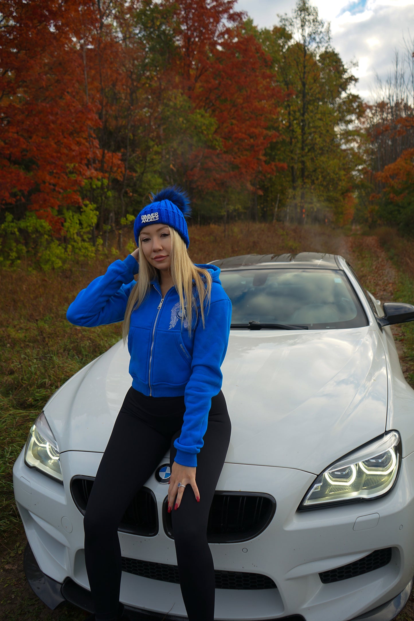 Radiant Blue Fur Pom Beanie - Bimmer Angels