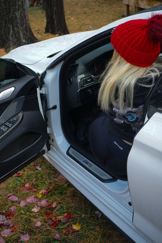 Crimson Red Fur Pom Beanie - Bimmer Angels