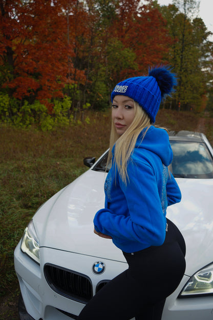 Radiant Blue Fur Pom Beanie - Bimmer Angels