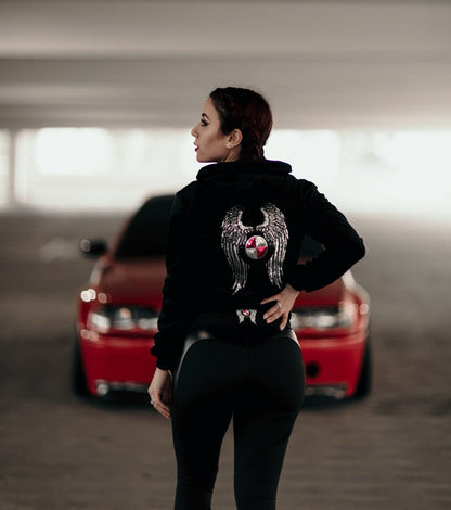 Velour Black BMW Angel Hoodie - Bimmer Angels